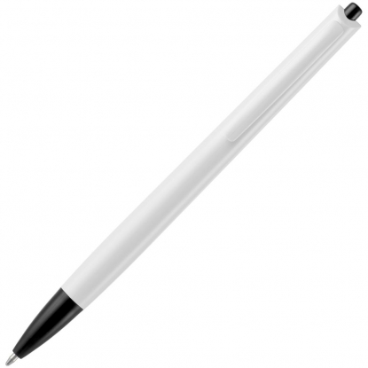 Ручка шариковая Tick, белая с черным, вид сзади
