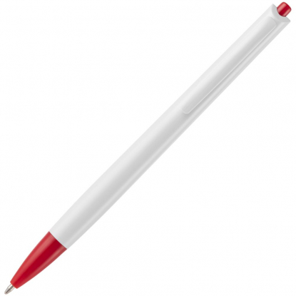 Ручка шариковая Tick, белая с красным, вид сзади