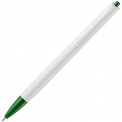 Ручка шариковая Tick, белая с зеленым, вид сзади