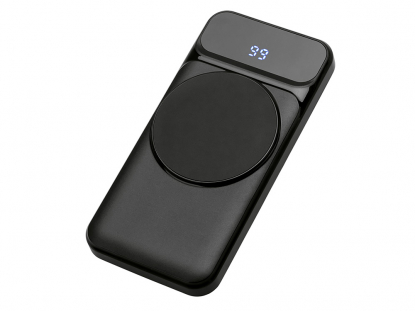 Магнитный беспроводной внешний аккумулятор со встроенными кабелями Мэни, 10000 мАч, черный