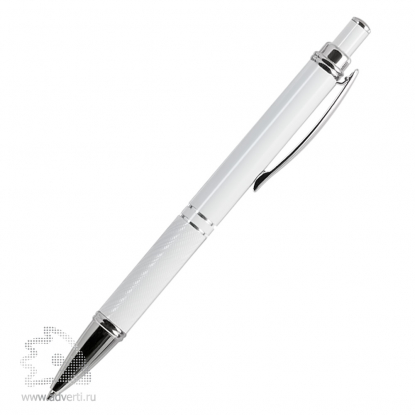 Шариковая ручка Crocus, белая с хромом