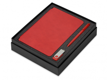 Подарочный набор Notepeno с блокнотом А5, флешкой и ручкой, красный, в коробке