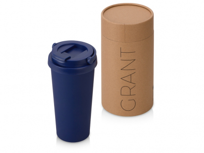 Вакуумная термокружка Grant, soft-touch, темно-синий