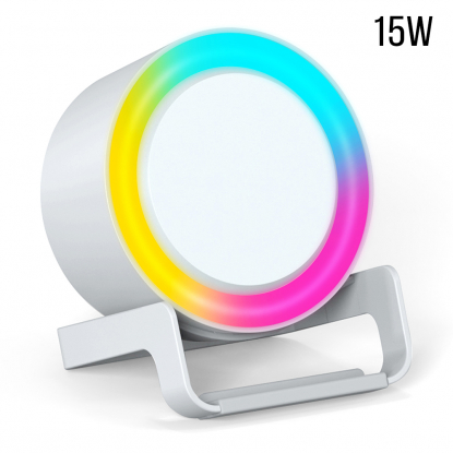 Беспроводная Bluetooth колонка U-Tone RGB c функцией беспроводной зарядки 15W, белая