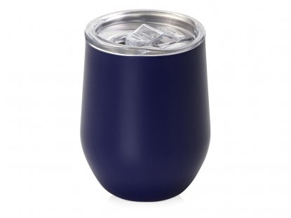 Вакуумная термокружка Sense в крафтовой упаковке, темно-синяя