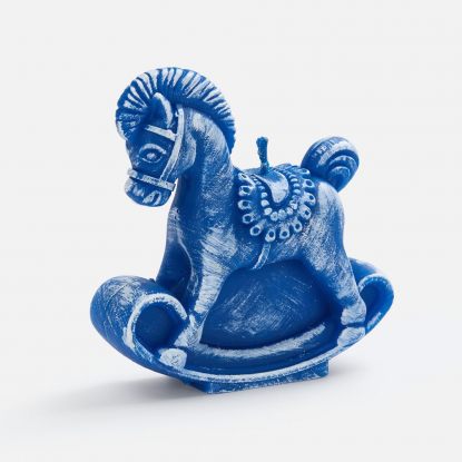 Свеча фигурная Лошадка-качалка, синяя