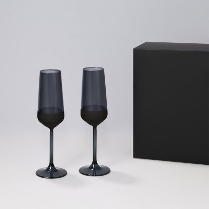 Подарочный набор 2 бокала для шампанского Black Edition в чёрной коробке