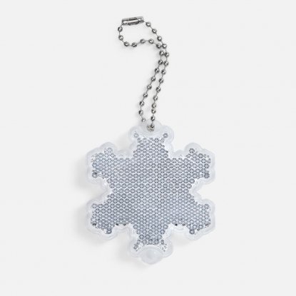 Пешеходный светоотражатель с цепочкой Снежинка, белый