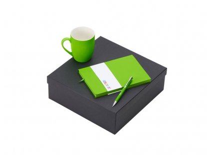 Подарочный набор COLOR IT с блокнотом, металлической ручкой и кружкой, зеленое яблоко
