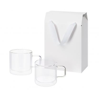 Подарочный набор 2 стеклянные кружки Luna в коробке-пакете, белый