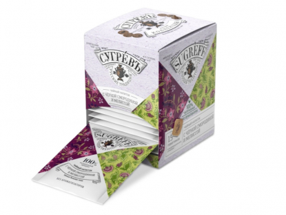 Чай в индивидуальных саше, 15 пакетиков, с листом черной смородины и мелиссой, зеленый