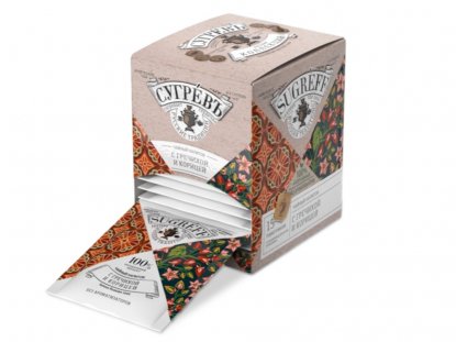 Чай в индивидуальных саше, 15 пакетиков, с гречихой и корицей, коричневый