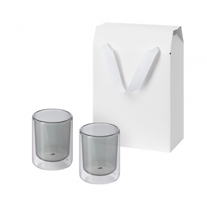 Подарочный набор 2 cтеклянных стакана Marlo в коробке-пакете, белый
