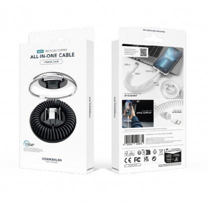 Кабель VONMAHLEN allroundo® eco 6 в 1 с быстрой зарядкой, 90 см черный