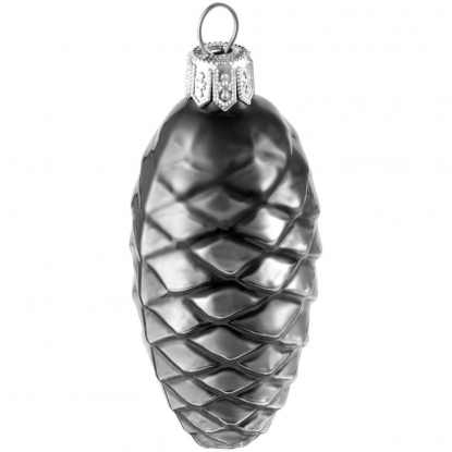 Елочная игрушка Шишка, серая (графит)