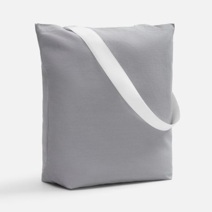 Шопер B5, серый с широкими белыми ручками