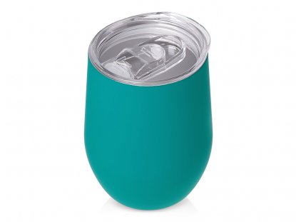 Вакуумная термокружка Sense Gum, непротекаемая крышка, soft-touch, бирюзовая