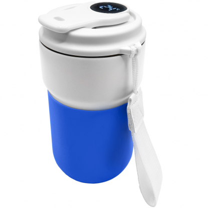 Термокружка вакуумная герметичная с дисплеем Clive To Go, белая с синим