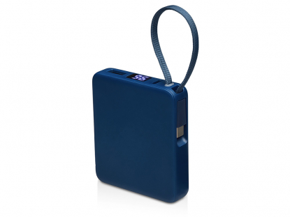 Внешний аккумулятор со встроенным кабелем USB-C Дэнси, 5000 мАч, темно-синий