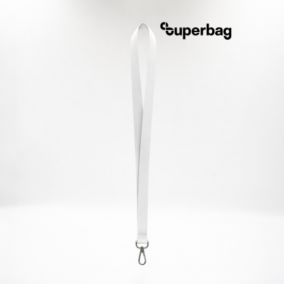 Лента для бейджа Flat, с карабином, белая