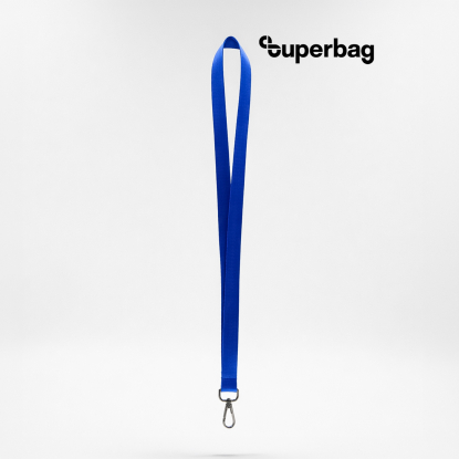 Лента для бейджа Flat, с карабином, синяя