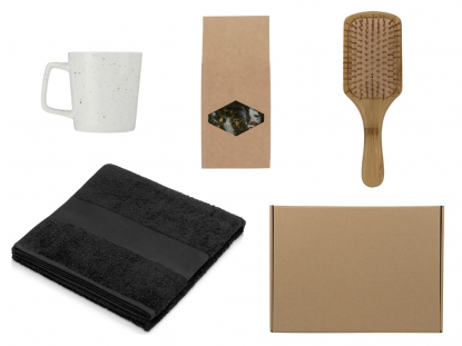 Подарочный набор для ванны с полотенцем, расческой и кружкой, черный