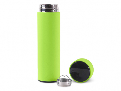 Термос MARK LED, soft touch, светло-зеленый