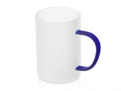 Стеклянная матовая кружка для сублимации Акцент, синяя