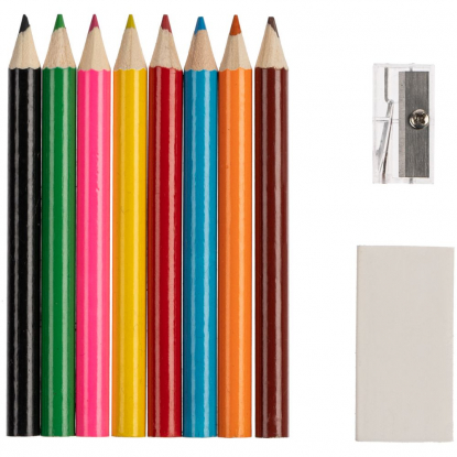 Набор Hobby с цветными карандашами, ластиком и точилкой, общий вид