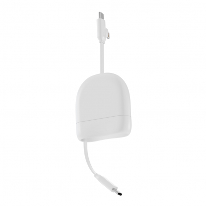 Кабель Xoopar ICE-R с ретрактором 2 в 1, разъёмы USB-C и Lightning, 60 Вт, белый