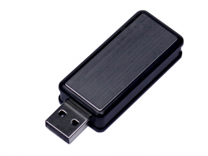 Флешка прямоугольной формы с выдвижным механизмом, USB 3.0, черная