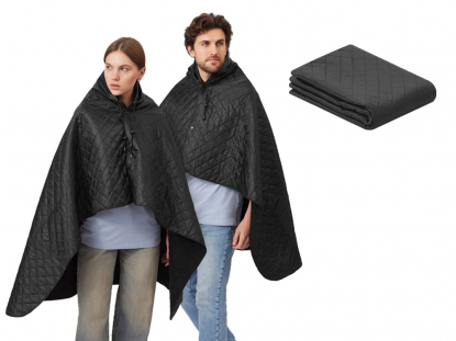 Плед-пончо 2-в-1 Cappy с капюшоном и мешком, черный