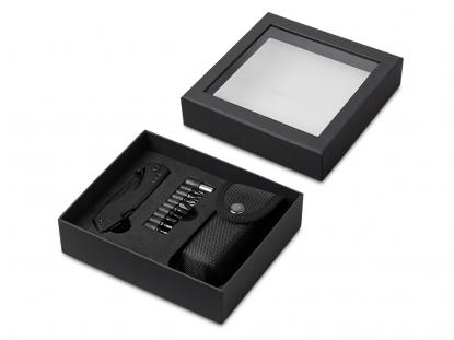 Универсальный мультитул с битами в подарочной упаковке с окном Шэйп, черный