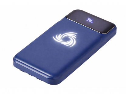 Внешний беспроводной аккумулятор c QC/PD Арти, 10000 мАч, темно-синий с белой подсветкой