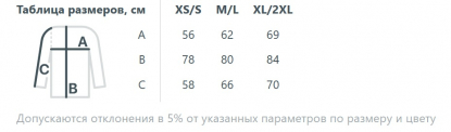 Размерная таблица парки Manifest из светоотражающей ткани