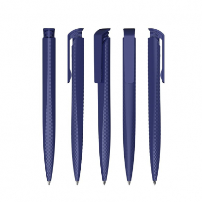 Ручка шариковая TRIAS CARBON, темно-синяя, со всех сторон