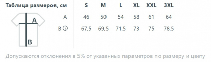 Размерная таблица рубашки поло мужской Adam