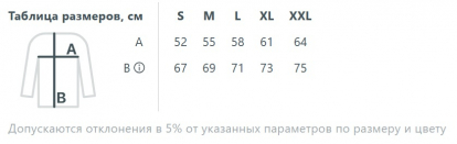 Размерная таблица свитшота унисекс Delta