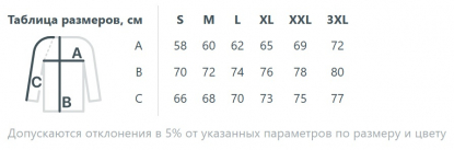 Размерная таблица куртки Kivach Air