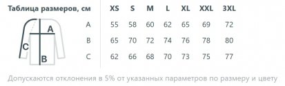 Размерная таблица куртки Kivach City