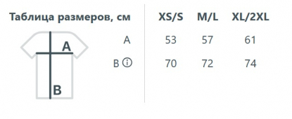 Размерная таблица жилета флисового Nesse, унисекс