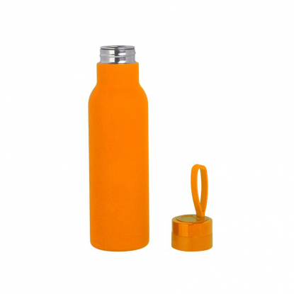 Бутылка для воды Фитнес, soft touch, оранжевая, без крышки