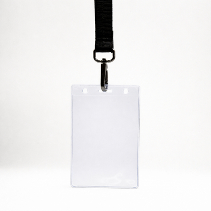 Лента для бейджа Flat, с карабином, черная