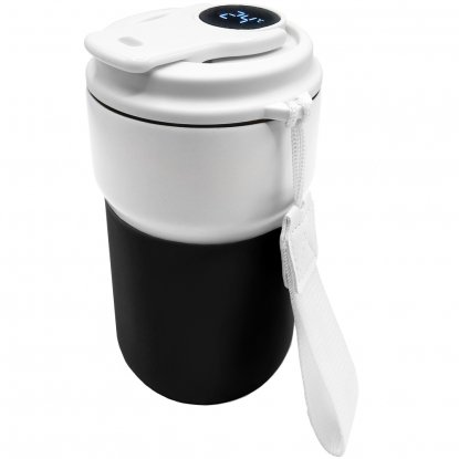 Термокружка вакуумная герметичная с дисплеем Clive To Go, белая с черным