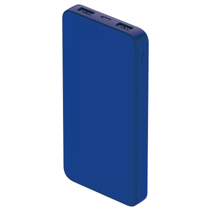 Внешний аккумулятор софт-тач Polus, 10000 Mah, без Micro-USB, синий