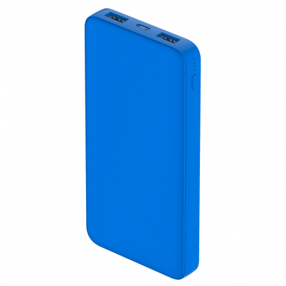 Внешний аккумулятор софт-тач Polus, 10000 Mah, без Micro-USB, светло-синий