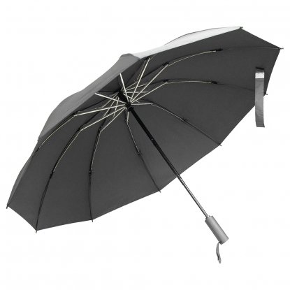 Зонт складной автоматический обратного сложения Forest Liverpool Reverse Safeclosing, серый
