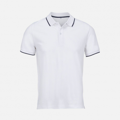 Рубашка поло унисекс Palermo, белая с темно-синим