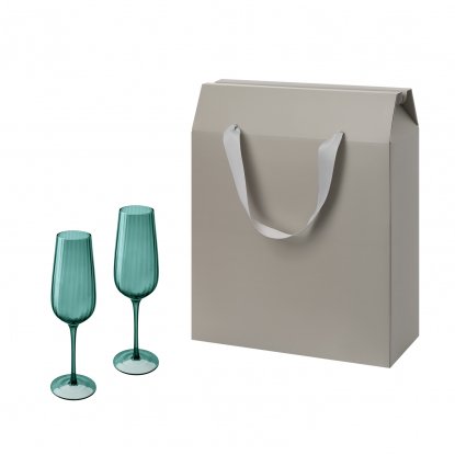 Подарочный набор 2 бокала для шампанского Капри (Capri) в большом подарочном пакете, серый