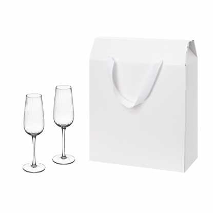 Подарочный набор 2 бокала для шампанского Капри (Capri) в большом подарочном пакете, белый